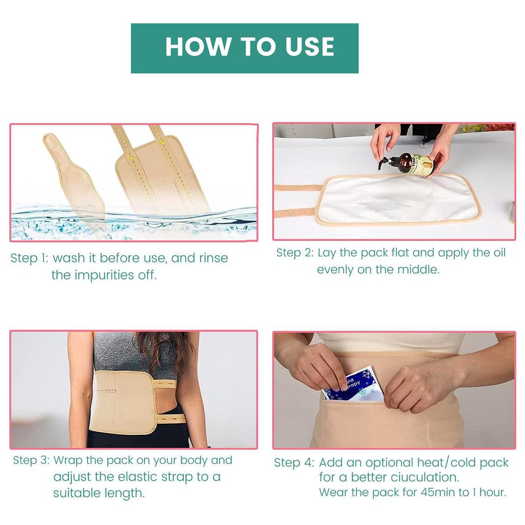 Castor Oil Pack UK - Reusable Castor Oil Pack Kit Waist Wrap for Insomnia Constipation Inflammation Apparel & Accessories - Tophatter Daily Deals