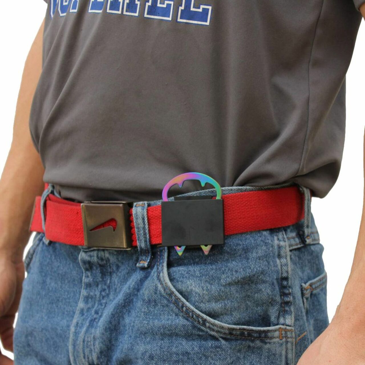 Metal Cat Buckle 2 Finger Double Knuckle Bottle Opener - Rainbow Belt Buckle - Tophatter Daily Deals