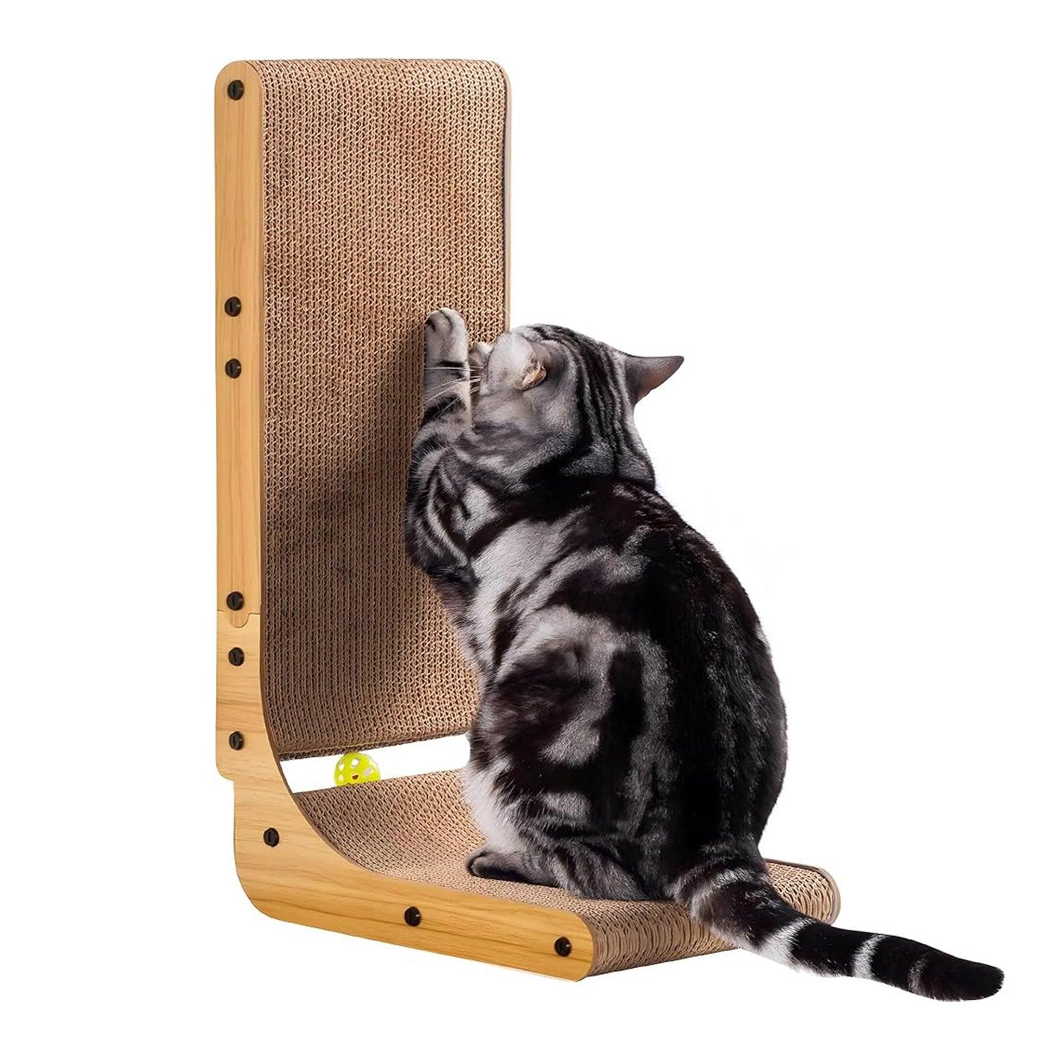 Cat Scratcher Pad - 70 cm L-shaped Wall-mounted Scratch Pad Cardboard Scratching Sur Pet Products - Tophatter Daily Deals