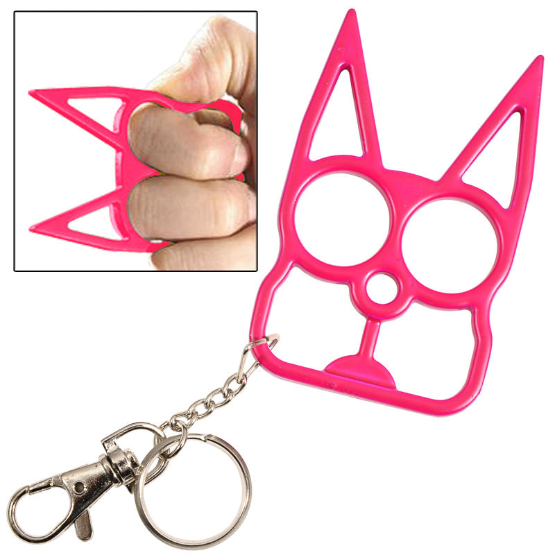Cat Self Defense Knuckle Key Chain - Hot Pink Collectible Weapons - Tophatter Daily Deals