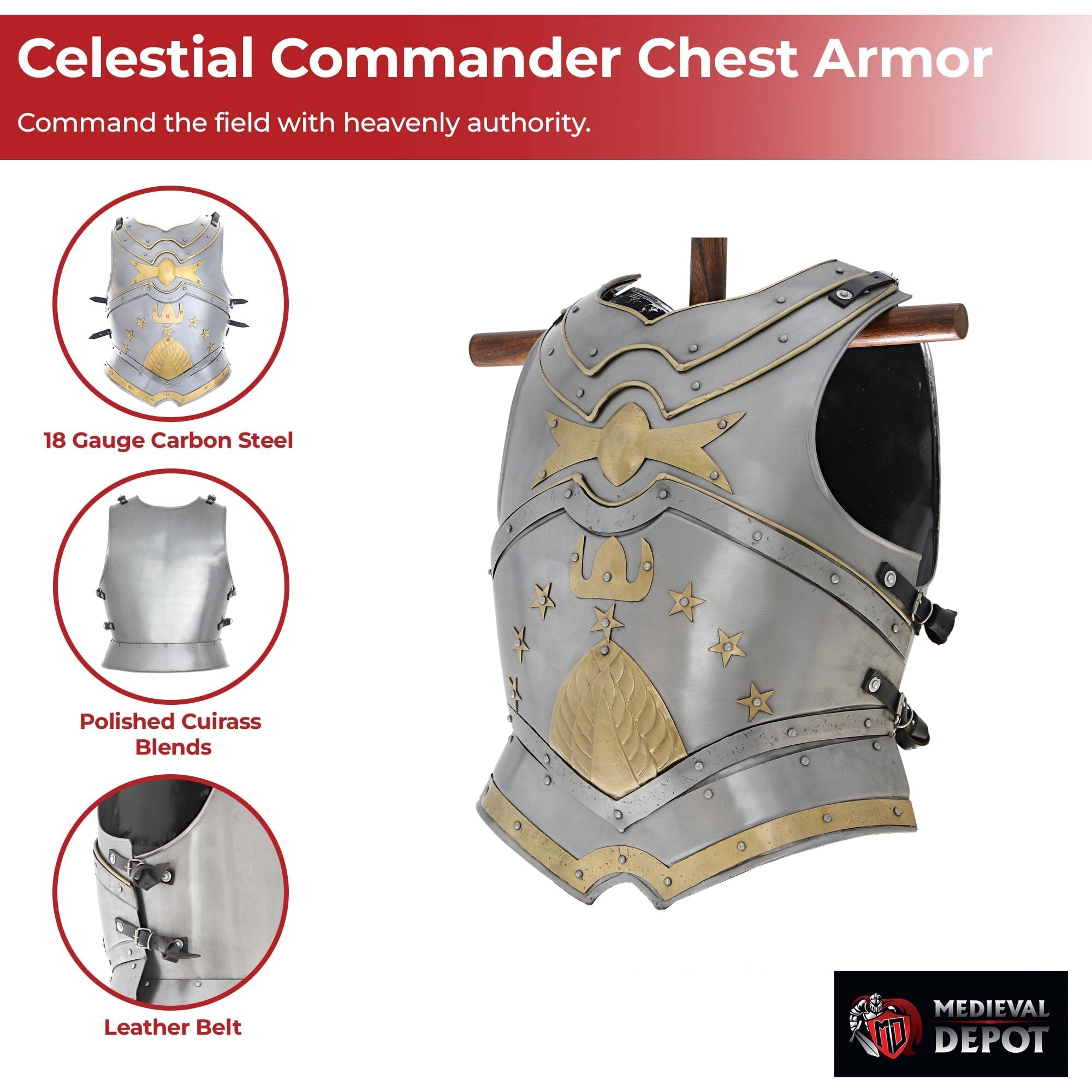 Celestial Commander Cuirass Battle Ready Chest Armor Medieval armor - Tophatter Daily Deals