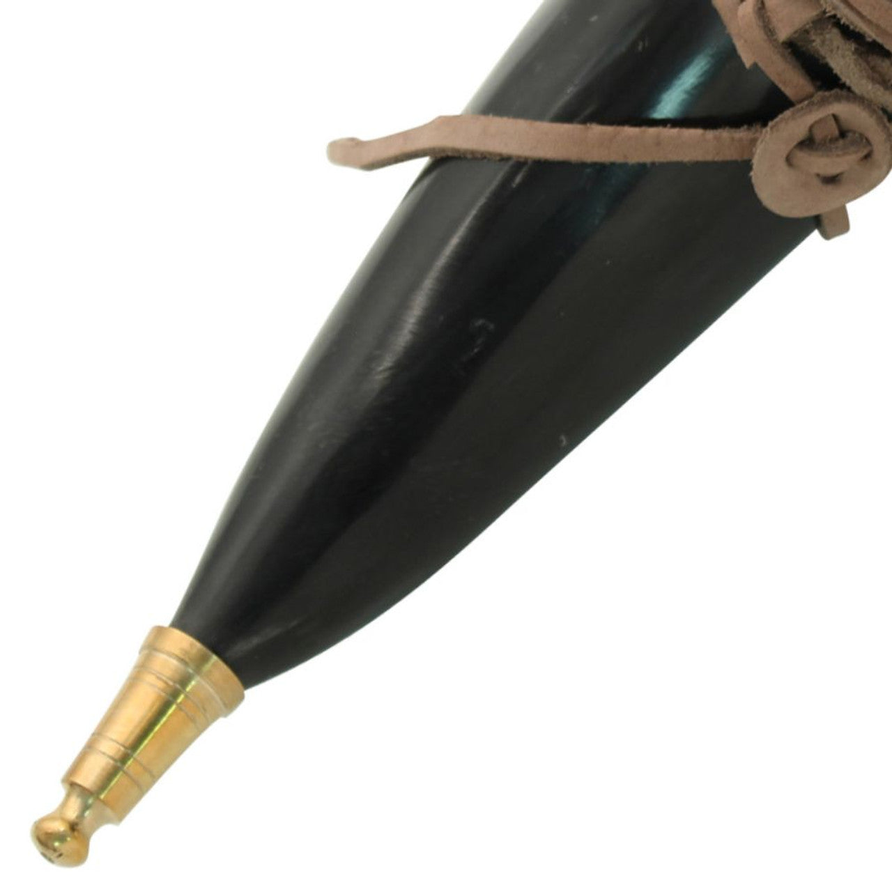 Celtic Elegance Brass Adorned Medieval Drinking Horn with Leather Holder historical period - Tophatter Daily Deals