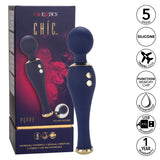 Chic Poppy Navy Blue Ultra-Plush Silicone Massager with 5 Vibration Levels and Gold Accents, Rechargeable, Waterproof > Sex Toys > Massage Wands - Tophatter Daily Deals