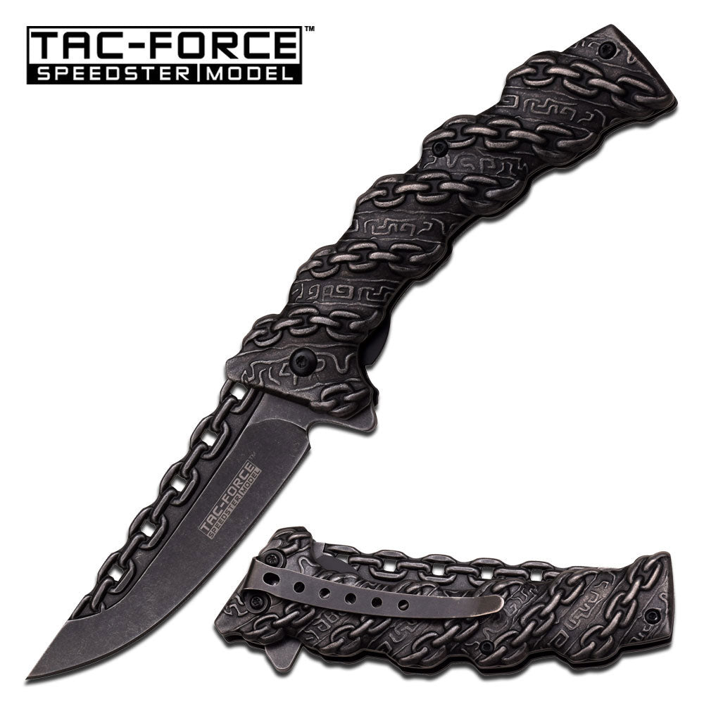 Wrapped Chain Gang Spring Assist Knife Tac-Force Stonewashed Knife-Assist - Tophatter Daily Deals