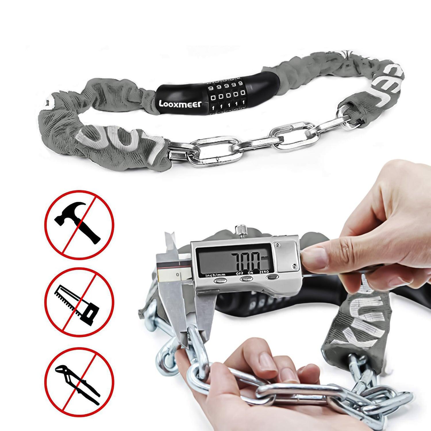 Best Bike Lock UK - Heavy Duty High Security 90cm 5-Digit Combination Chain Lock Cycling - Tophatter Daily Deals
