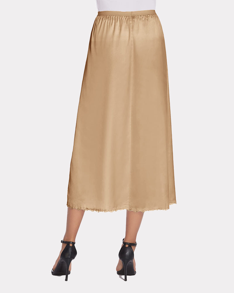 Satin Half Slip Lace Long Underskirt (DE Only) Lingeries-mini skirts - Tophatter Daily Deals