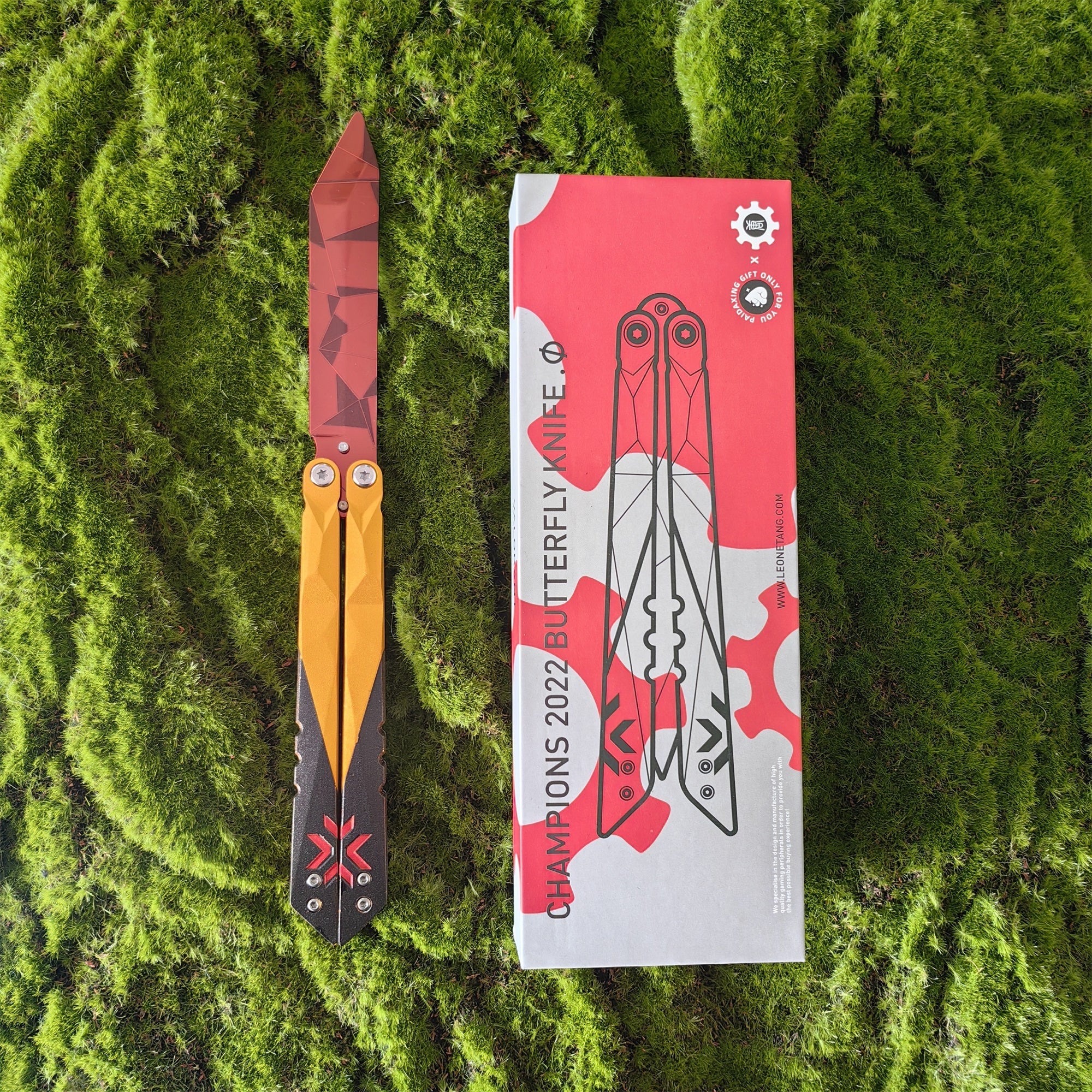 Metal Champion Butterfly Knife Blunt Blade Balisong Trainer Display Fan Art Champion Knife (Red) Only - Tophatter Daily Deals