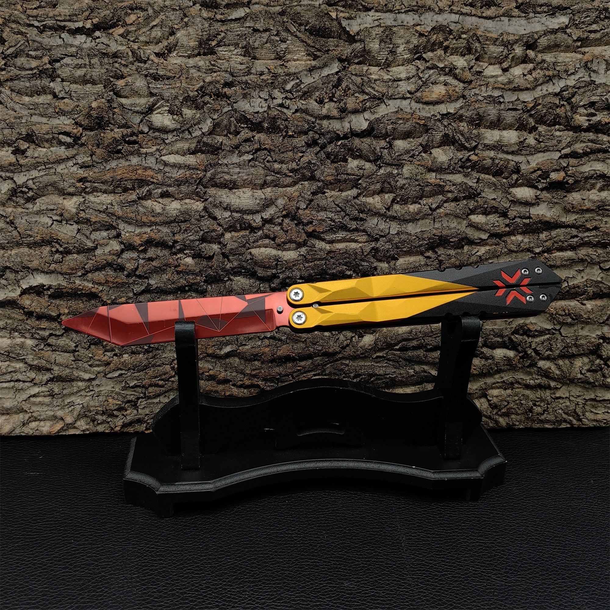 Champions Knife Black Market Butterfly Blunt Blade Balisong Trainer Red Champions& Stand - Tophatter Daily Deals