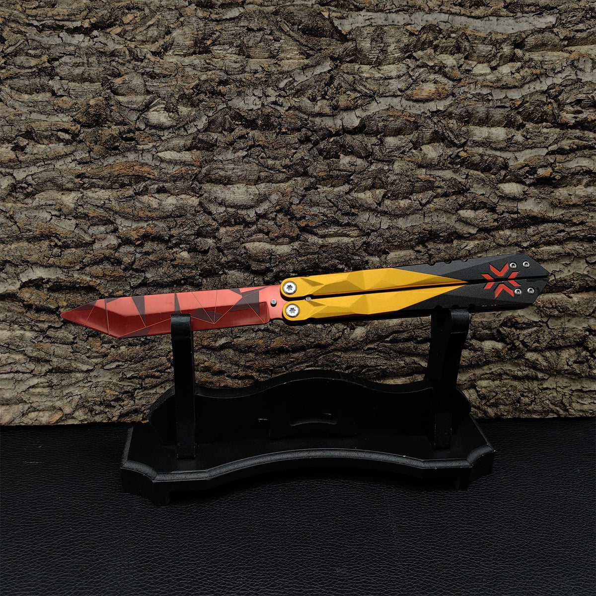 Champions Knife Black Market Butterfly Blunt Blade Balisong Trainer Red Champions& Stand - Tophatter Daily Deals