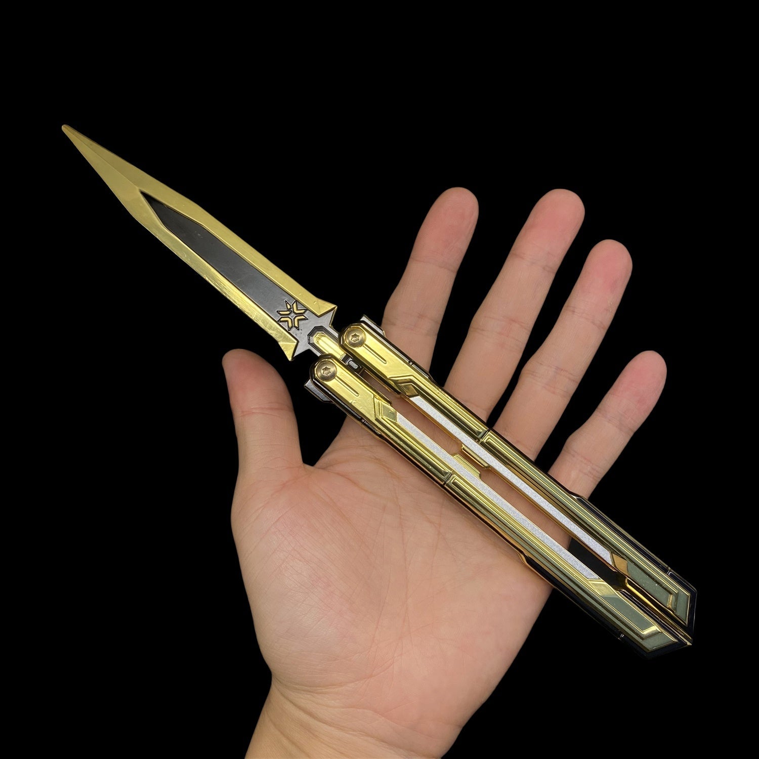 Champions 2025 Butterfly Knife Alloy Replica White & Golden - Tophatter Daily Deals