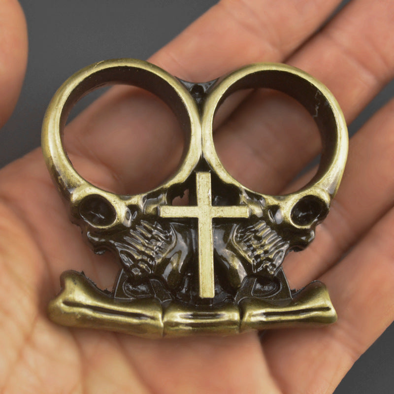 Chaos - Solid Brass Knuckles Duster Two Fingers For Self Defense Window Breaker EDC Supplies - Tophatter Daily Deals