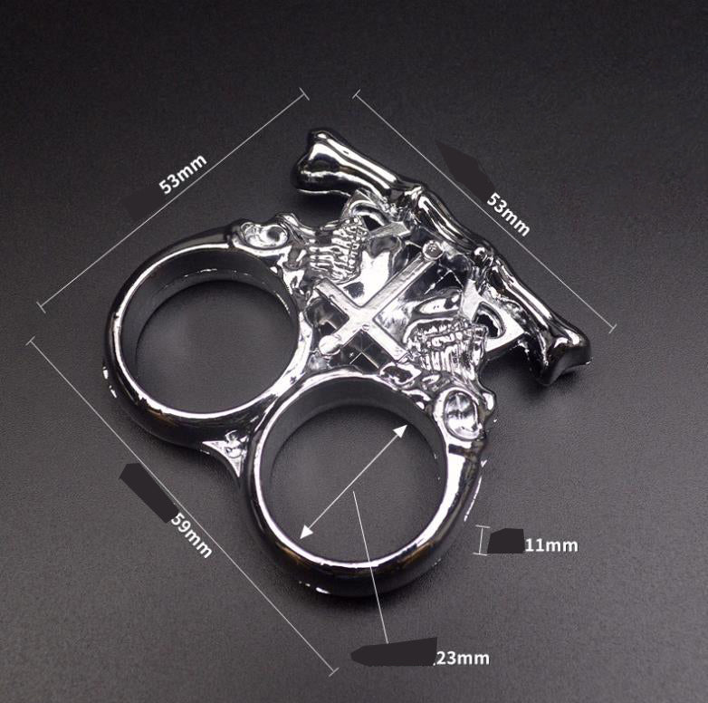 Chaos - Solid Brass Knuckles Duster Two Fingers For Self Defense Window Breaker EDC Supplies - Tophatter Daily Deals