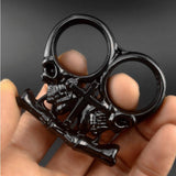 Chaos - Solid Brass Knuckles Duster Two Fingers For Self Defense Window Breaker EDC Supplies Black - Tophatter Daily Deals