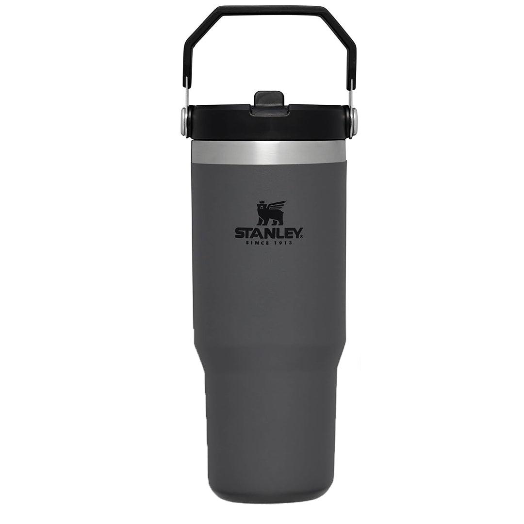 Insulated Straw Tumbler - 30-40 OZ Stanley Quencher H2.0 Tumbler Handle Straw Insulated Bottle Cup Mug Travel Mug for Cold or Hot Drinks Love Shack Fancy 30 OZ (0.89L) Charcoal bottles - Tophatter Daily Deals