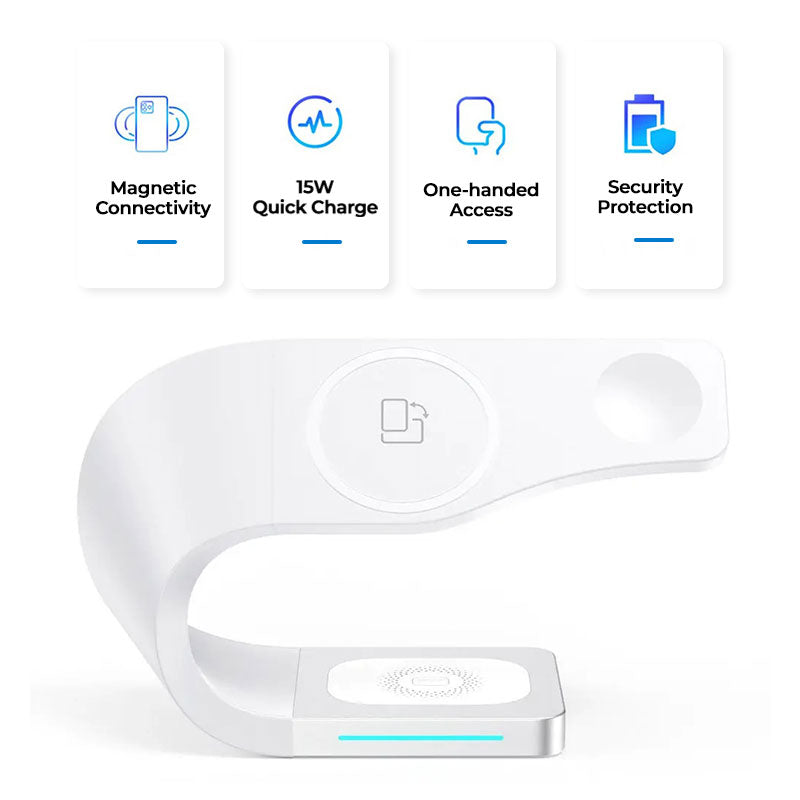 Wireless Charging Station 4 In 1 MagSafe Black Minimalist - Tophatter Daily Deals