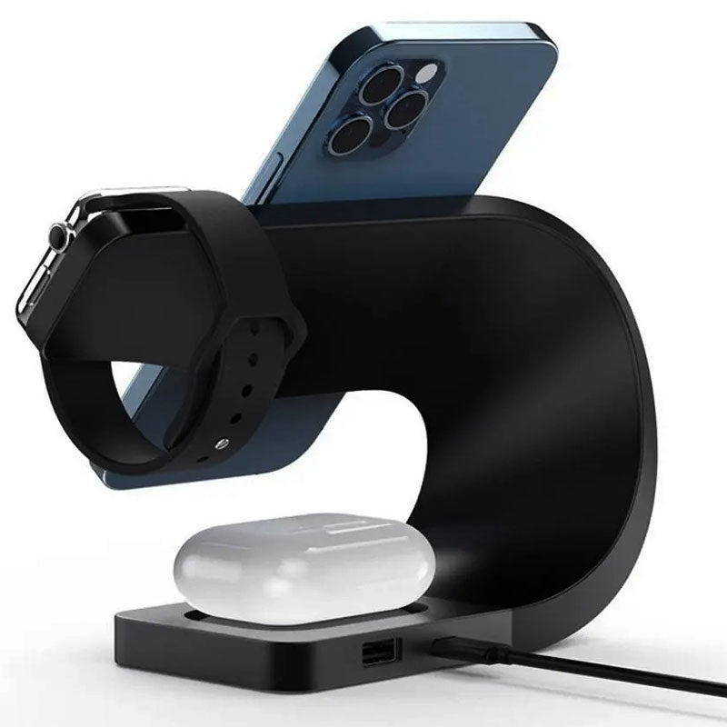 Wireless Charging Station 4 In 1 MagSafe Black Minimalist - Tophatter Daily Deals