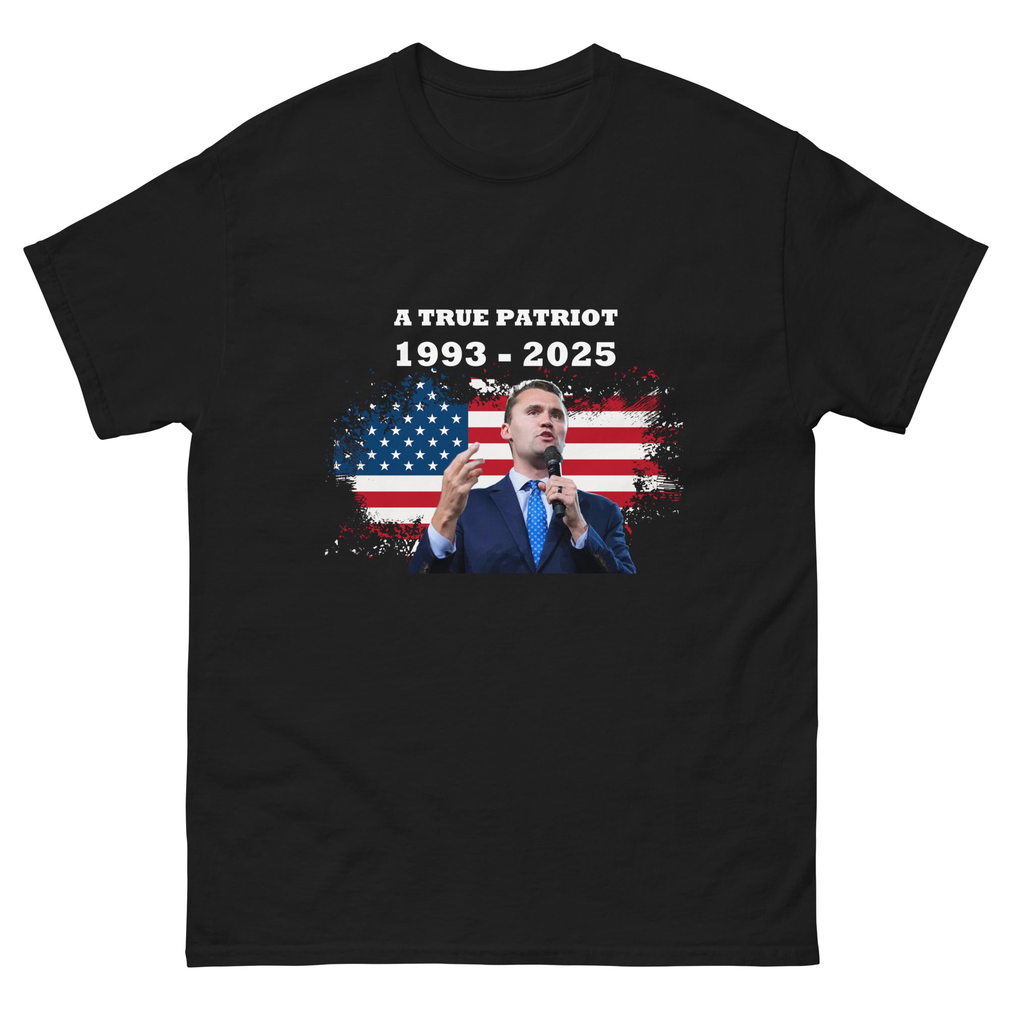 Charlie Kirk Shirt, True Patriot 1993-2025 RIP Memorial American Flag Shirt T-Shirt - Tophatter Daily Deals
