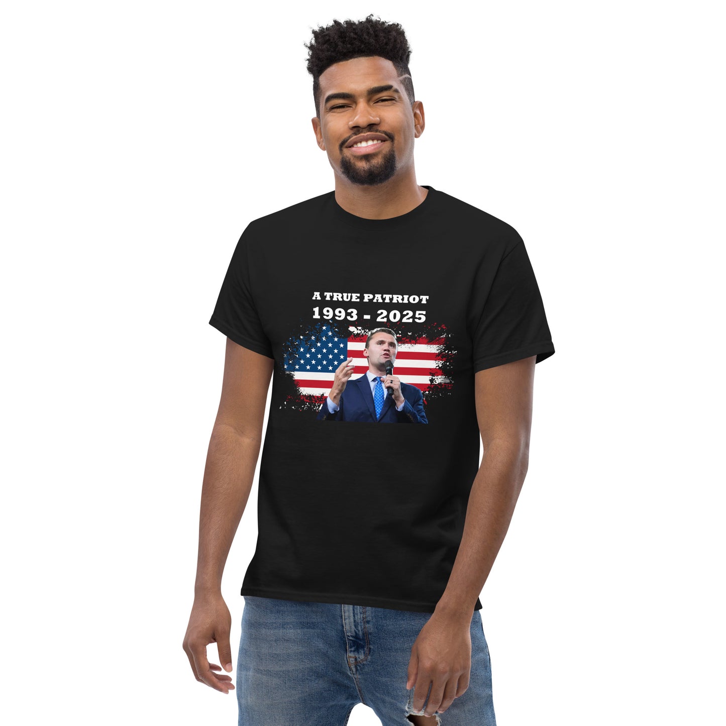 Charlie Kirk Shirt, True Patriot 1993-2025 RIP Memorial American Flag Shirt T-Shirt - Tophatter Daily Deals