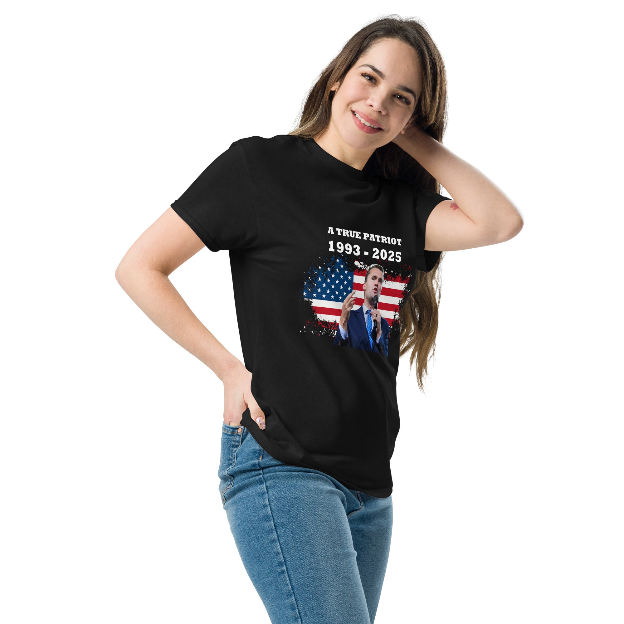 Charlie Kirk Shirt, True Patriot 1993-2025 RIP Memorial American Flag Shirt T-Shirt - Tophatter Daily Deals