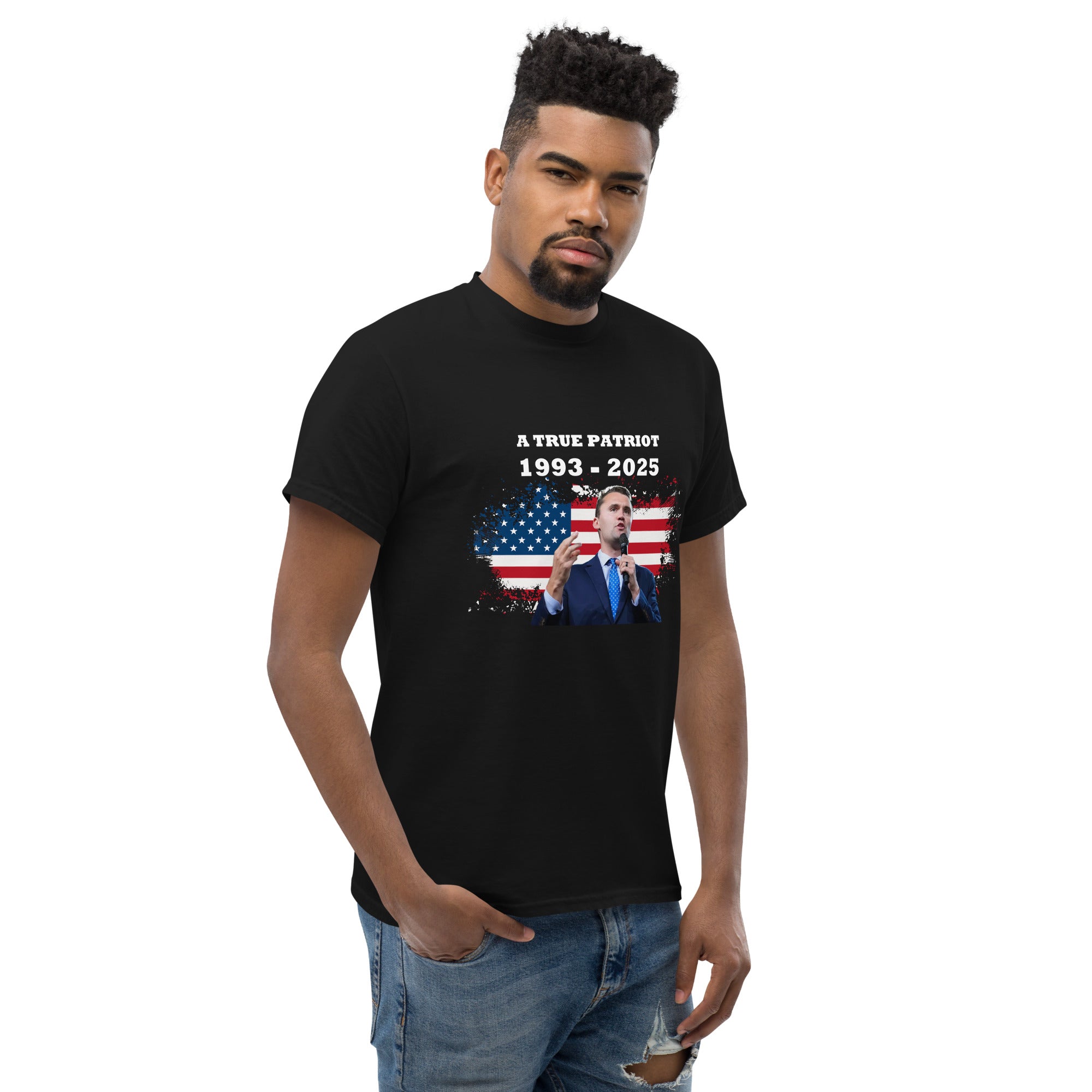 Charlie Kirk Shirt, True Patriot 1993-2025 RIP Memorial American Flag Shirt T-Shirt - Tophatter Daily Deals