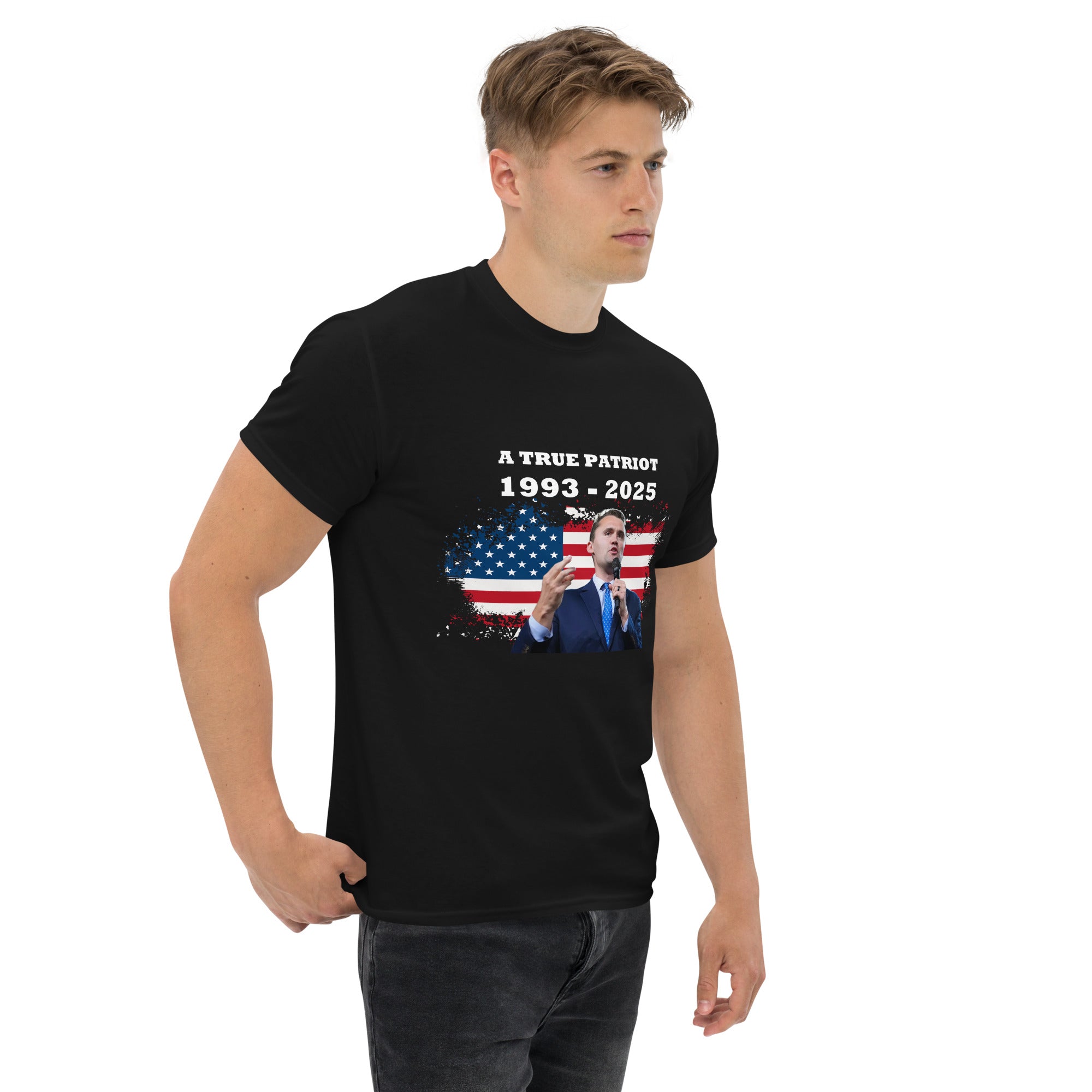 Charlie Kirk Shirt, True Patriot 1993-2025 RIP Memorial American Flag Shirt T-Shirt - Tophatter Daily Deals