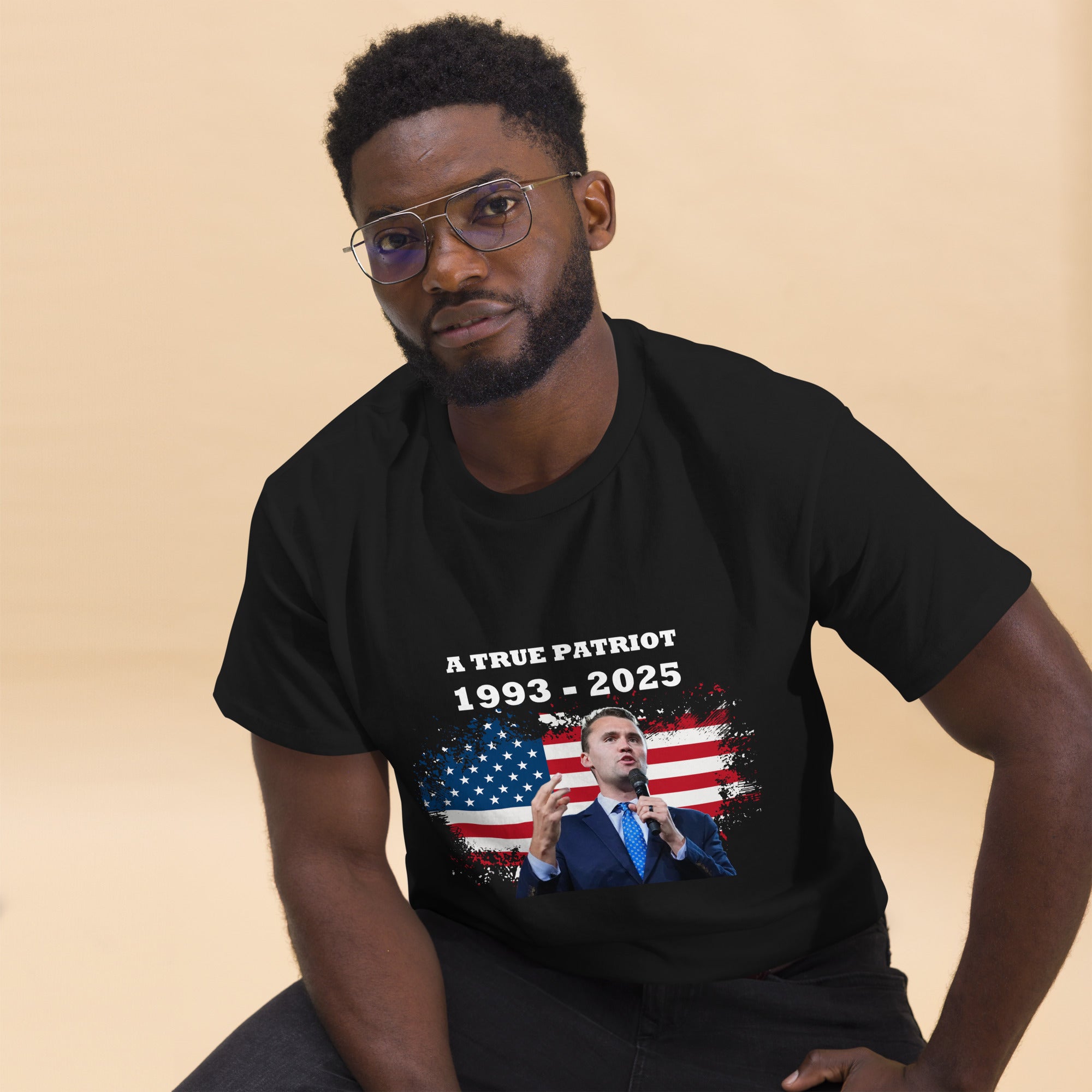 Charlie Kirk Shirt, True Patriot 1993-2025 RIP Memorial American Flag Shirt T-Shirt - Tophatter Daily Deals