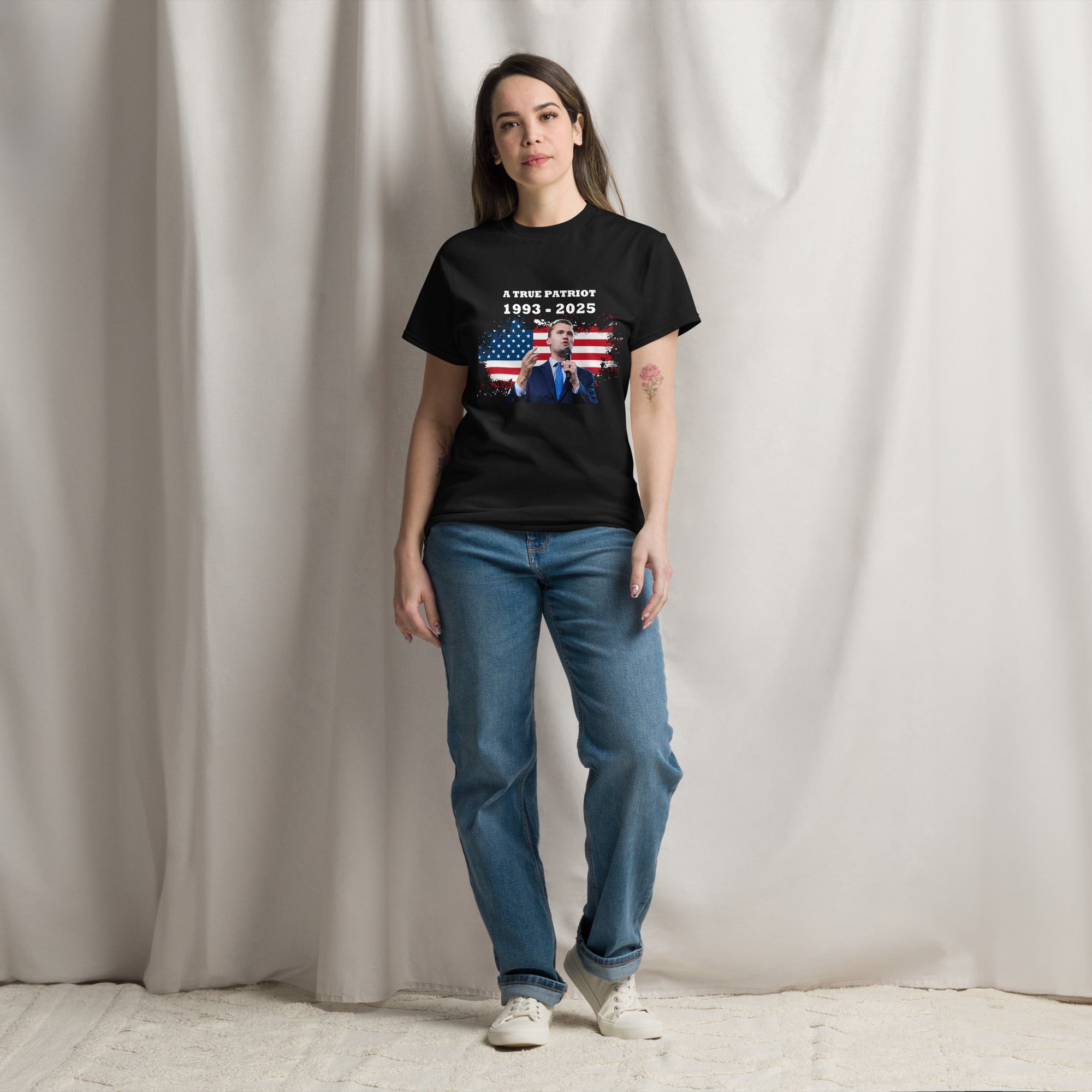 Charlie Kirk Shirt, True Patriot 1993-2025 RIP Memorial American Flag Shirt T-Shirt - Tophatter Daily Deals