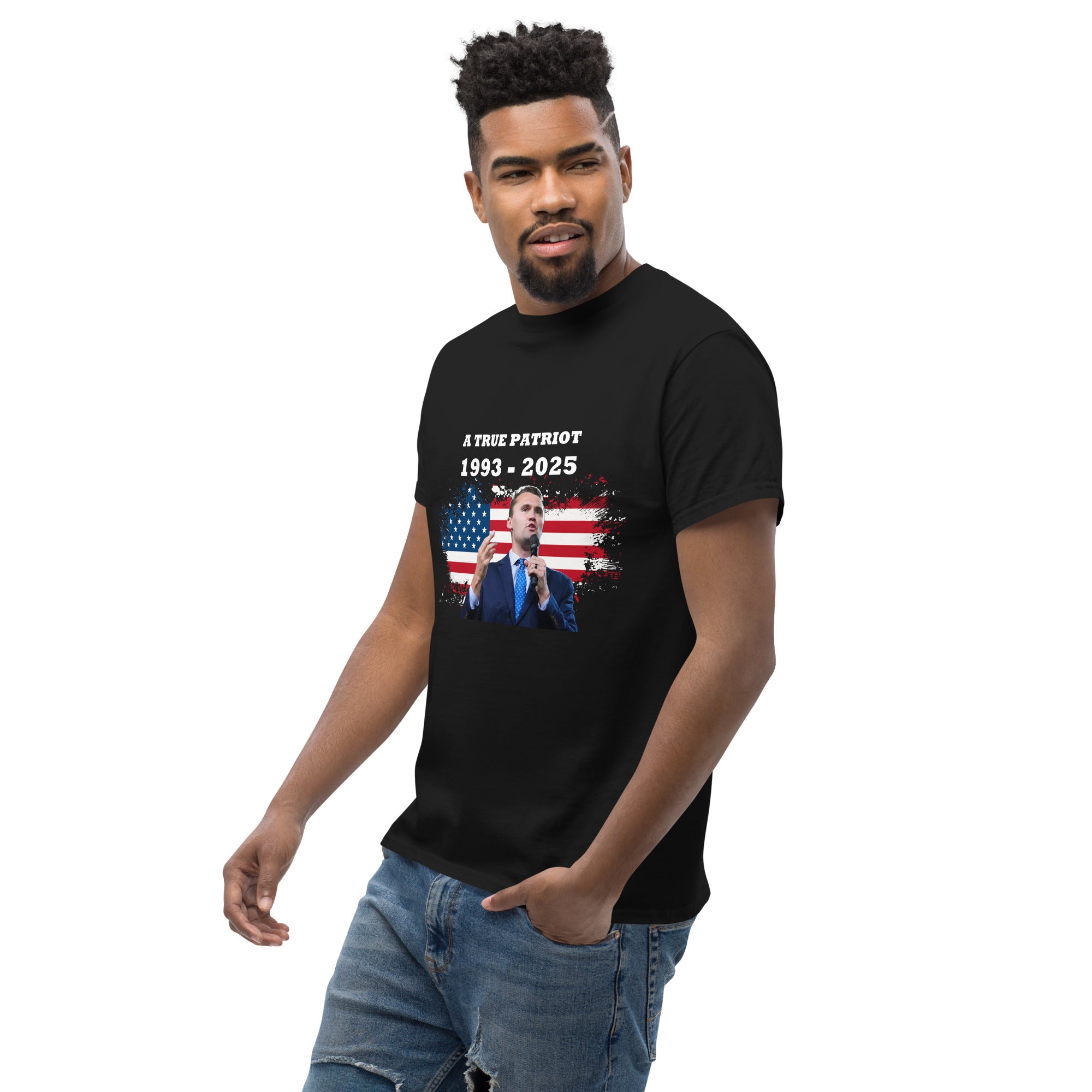Charlie Kirk Shirt, True Patriot 1993-2025 RIP Memorial American Flag Shirt T-Shirt - Tophatter Daily Deals