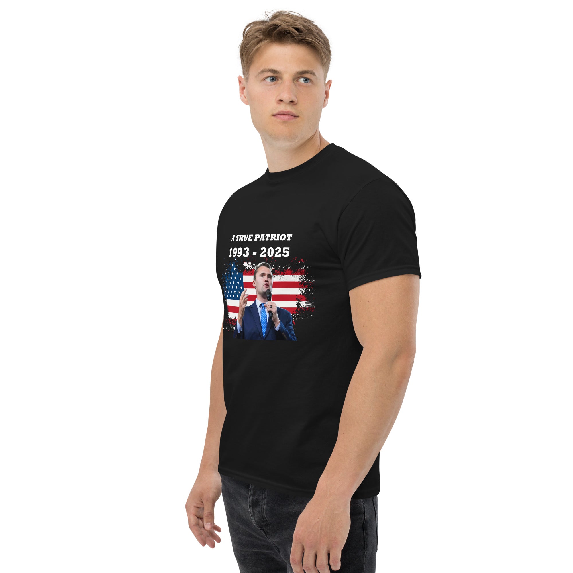 Charlie Kirk Shirt, True Patriot 1993-2025 RIP Memorial American Flag Shirt T-Shirt - Tophatter Daily Deals