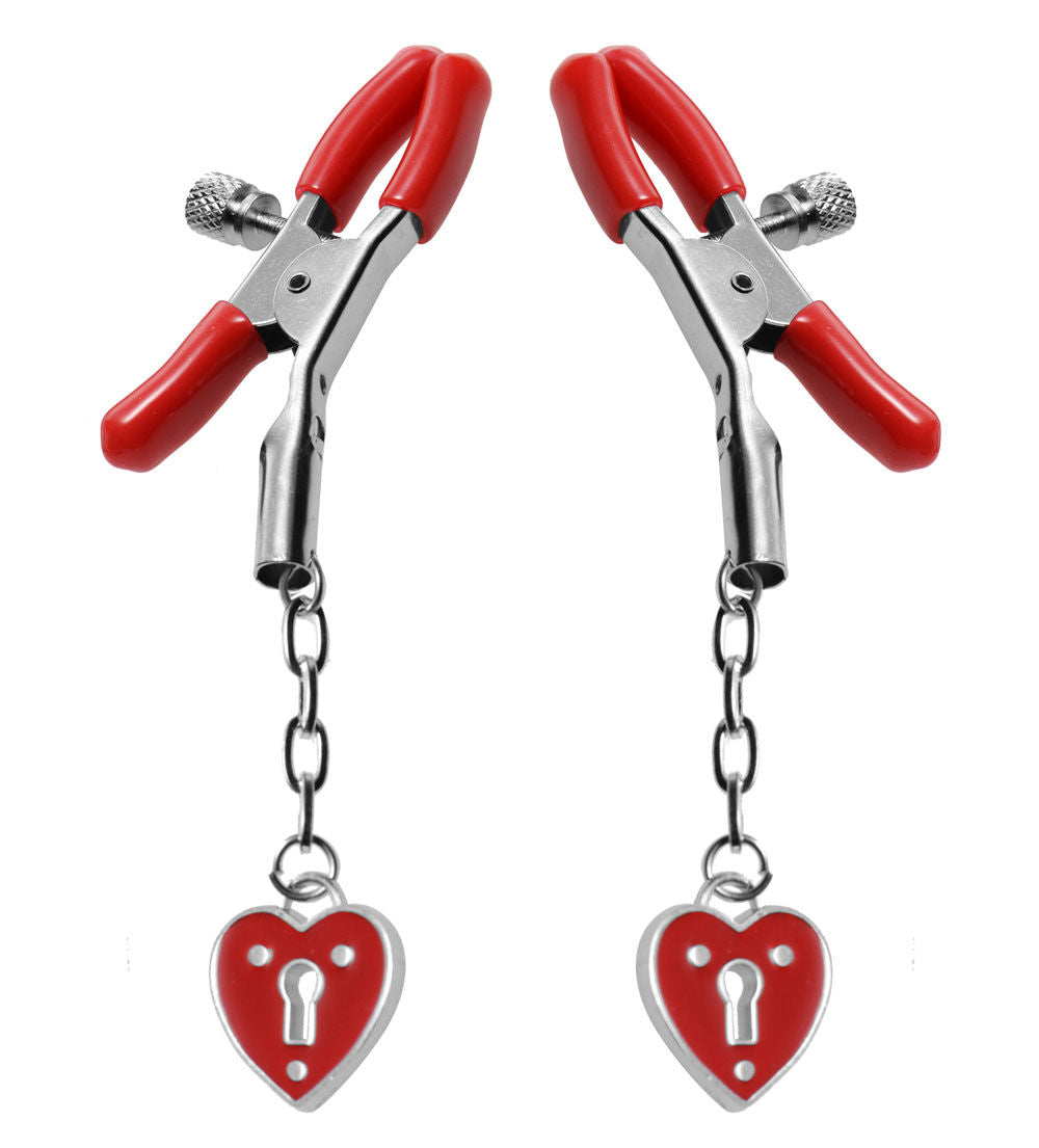 Charmed Heart Padlock Nipple Clamps with Adjustable Screw Grip > Sex Toys > Nipple Clamps - Tophatter Daily Deals