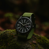 Durable Men’s Hiking Watch – Waterproof Stainless Steel Case, Nylon Strap, 42mm – Green Black Green Black Men's wristwatches - Tophatter Daily Deals
