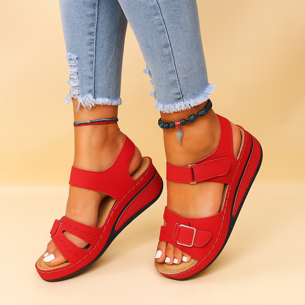 Orthopedic Sandals for Pain-Free Walking – Women’s Gel Sole, Lightweight Design – Black, EU 44 Red Orthopedic Sandals - Tophatter Daily Deals