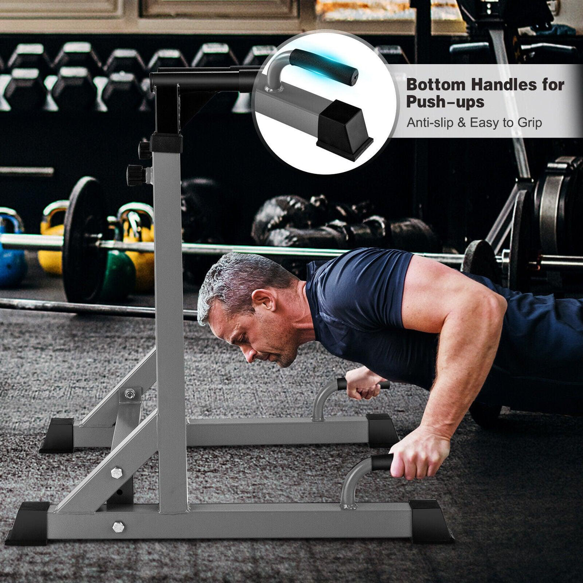 Foldable Dip Bars - Adjustable Dip Stand Multi-function Dip-up Station Heavy-duty Parallel Bars Exercise & Fitness - Tophatter Daily Deals