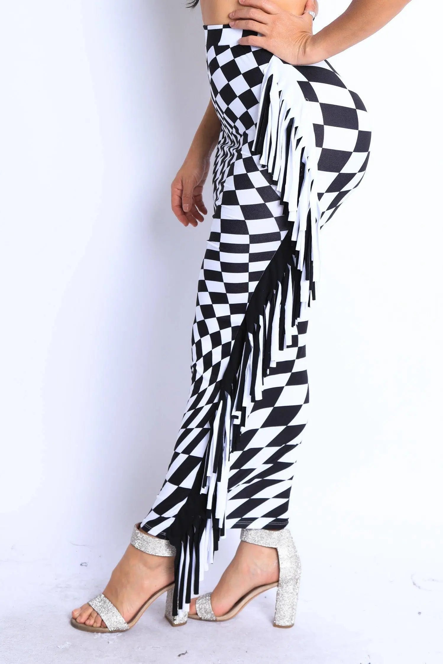Checkered Elastic High Waist Stretch Bodycon Maxi Pencil Skirt Skirts - Tophatter Daily Deals