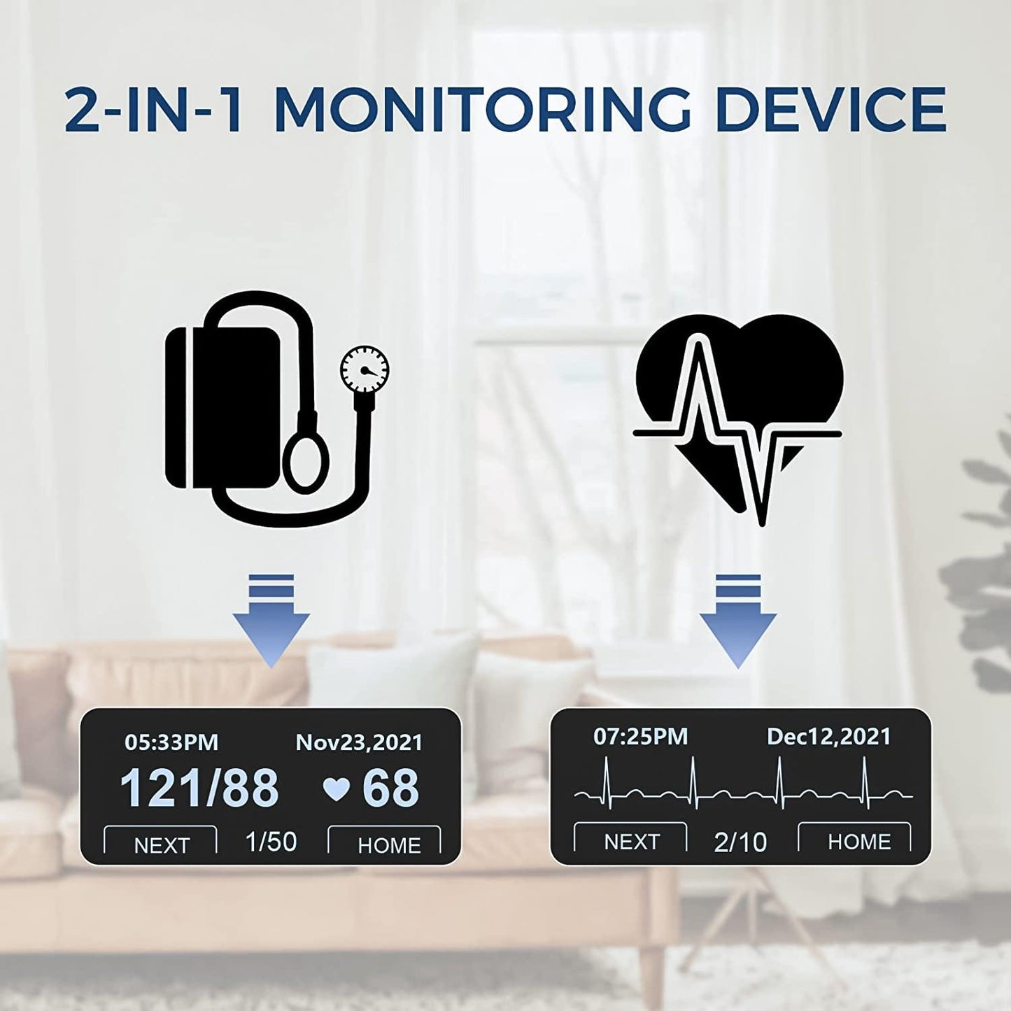 Blood Pressure Machine - Wireless Upper Arm Blood Pressure Monitor ECG Monitor 2 in 1 Machine Free APP Health Care - Tophatter Daily Deals