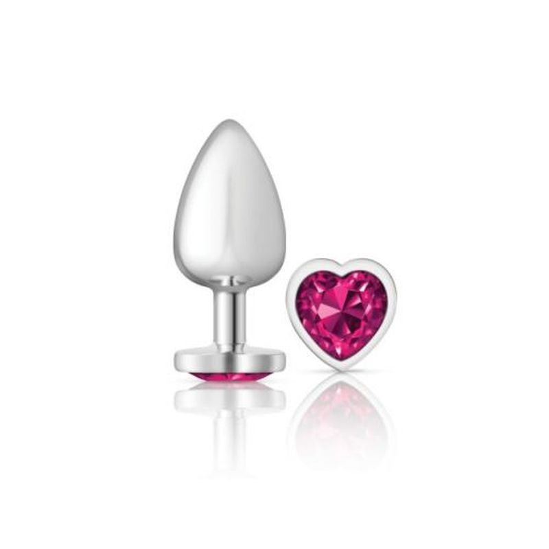Cheeky Charms Silver Metal Butt Plug with Heart Pink Jewel Large > Anal Range > Jewel Butt Plugs - Tophatter Daily Deals