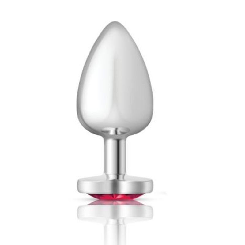 Cheeky Charms Silver Metal Butt Plug with Heart Pink Jewel Large > Anal Range > Jewel Butt Plugs - Tophatter Daily Deals