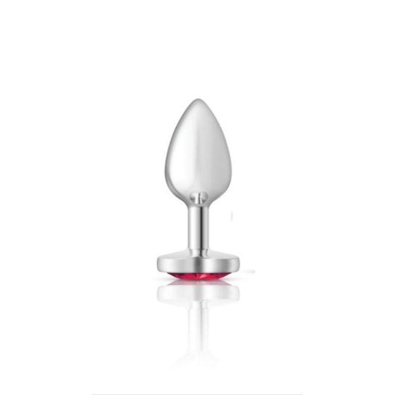 Cheeky Charms Silver Metal Butt Plug with Heart Pink Jewel Small > Anal Range > Jewel Butt Plugs - Tophatter Daily Deals