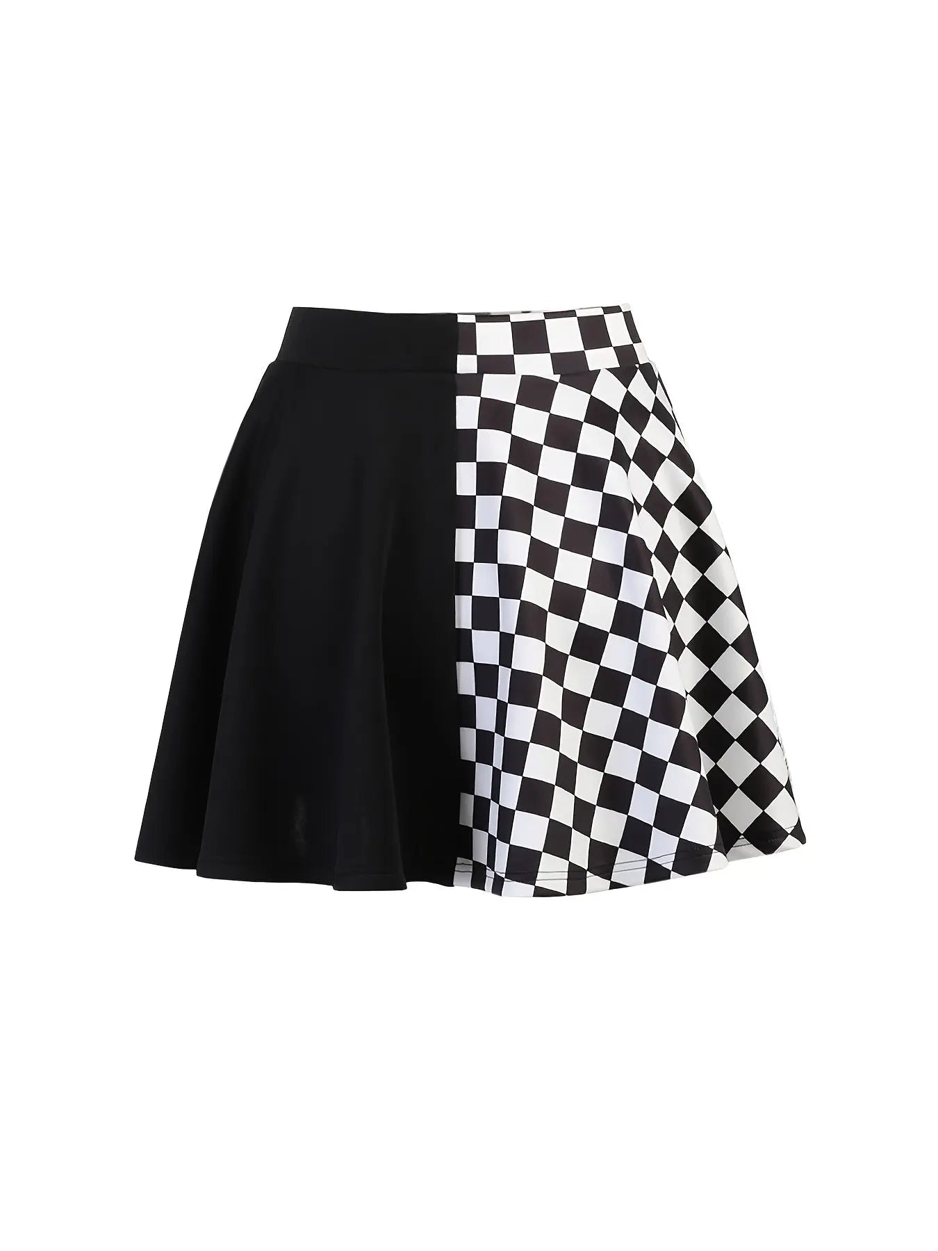Chessboard Print Splicing Skirt, Gothic Ruched Punk Mini Skirt Without Belt, Women's Clothing - Tophatter Daily Deals