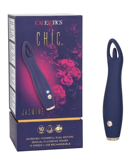 Chic Jasmine Navy Blue 6.25 Inch Dual Motor Silicone Vibrator with 10 Speeds and Rechargeable > Vibrators > Standard Vibrators - Tophatter Daily Deals