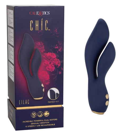 Chic Lilac Silicone Dual Motor Vibrator with Gold Accents – 10 Vibration Speeds, Rechargeable, Waterproof, Flexible Design > Vibrators > Ladies > Rabbit - Tophatter Daily Deals