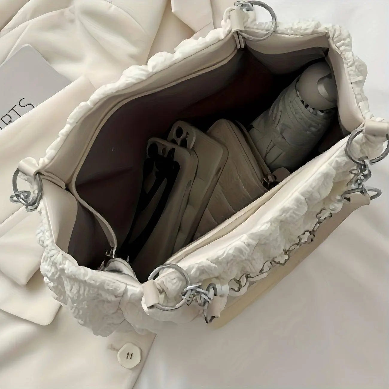 Chic Pleated Cloud Shoulder Bag - Bubble Ruched Tote with Soft Comfort - Fashionable Everyday Accessory for Women - Tophatter Daily Deals