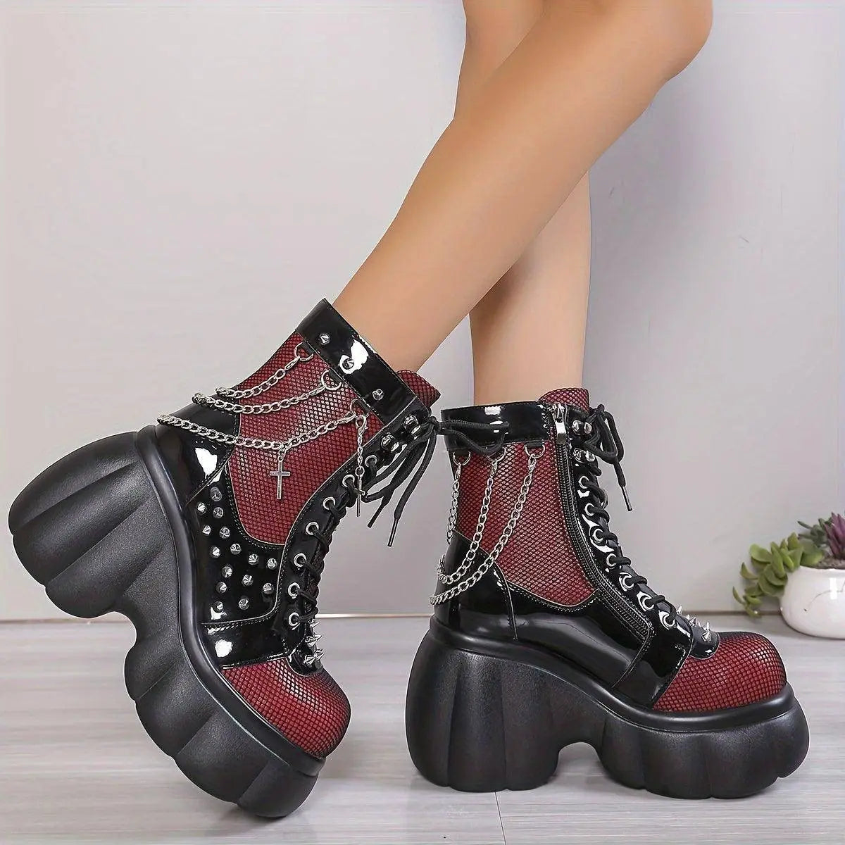 Chic Women's Fleece-Lined Platform Ankle Boots - Comfortable Side Zip Wedge Heels, Versatile Black Short Boots for Fall & Winter - Tophatter Daily Deals