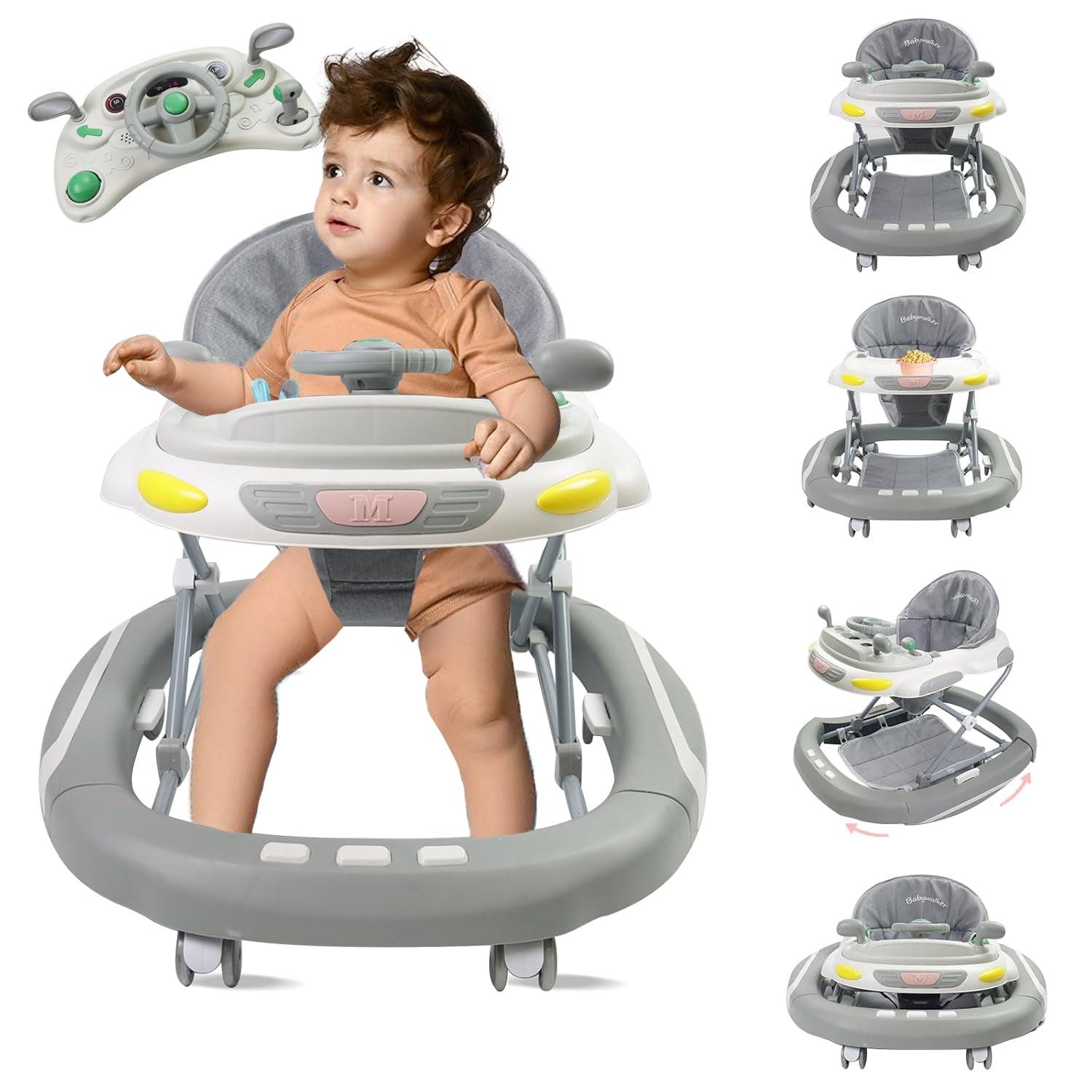 Childrens Push Along Walker - Baby Walker Rocker Bouncer First Steps Push Along Activity Music Ride On Car UK Grey Baby Health & Grooming Kits - Tophatter Daily Deals