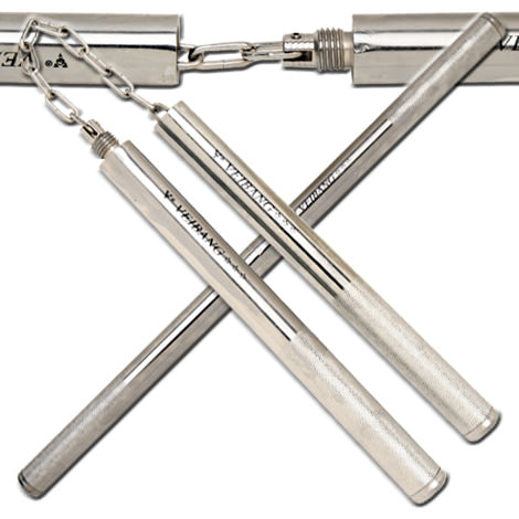 Chain Link Solid Steel Convertible Nunchaku & Night Stick Collectible Weapons - Tophatter Daily Deals