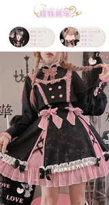 Chinese Style Sweet Girl Lolita Op Cheongsam Lovely Lace Bow Print Cherry Blossom Pearl Button Bubble Sleeve Ruffled Dress - Tophatter Daily Deals