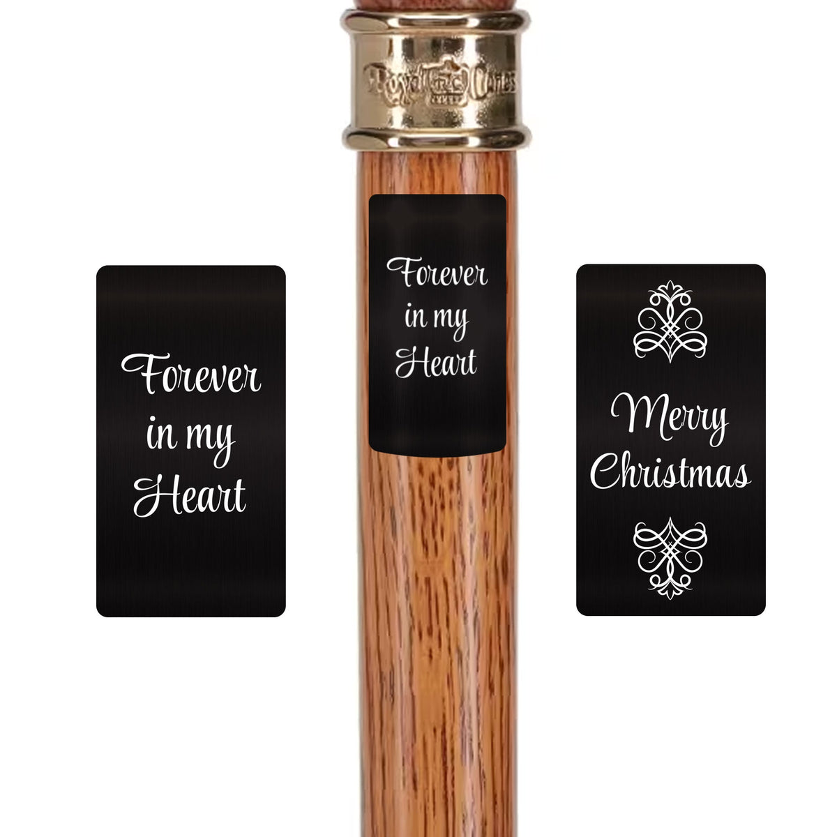 Custom Cane Engraving - Rectangle Black Anodized Aluminum - Christmas Special - Tophatter Daily Deals