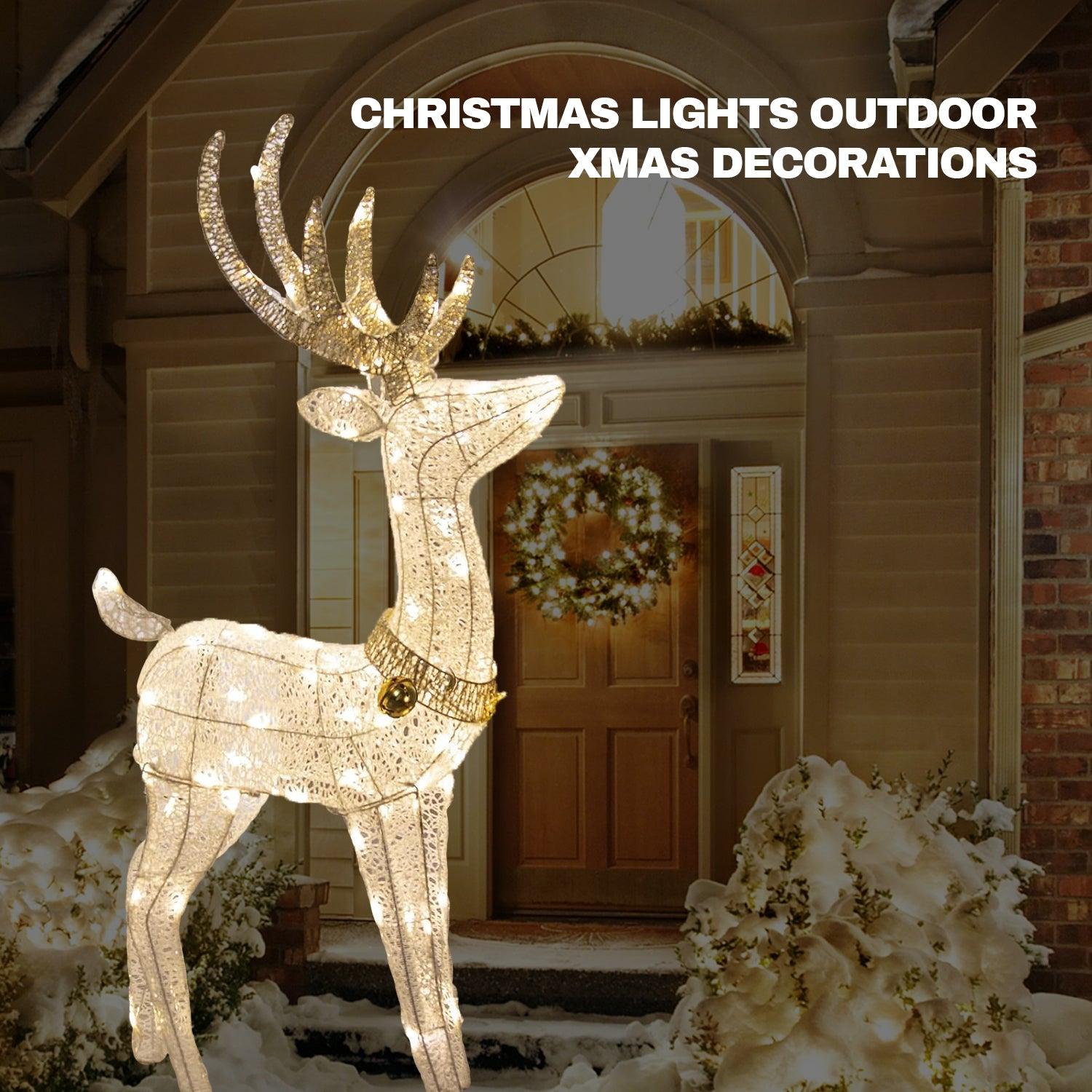 Light Up Reindeer - Large 1.2m-2m Christmas Light Up Deer Deocration LED Twinkling Reindeer For Home and Garden Warm White 1.2 M Christmas - Tophatter Daily Deals
