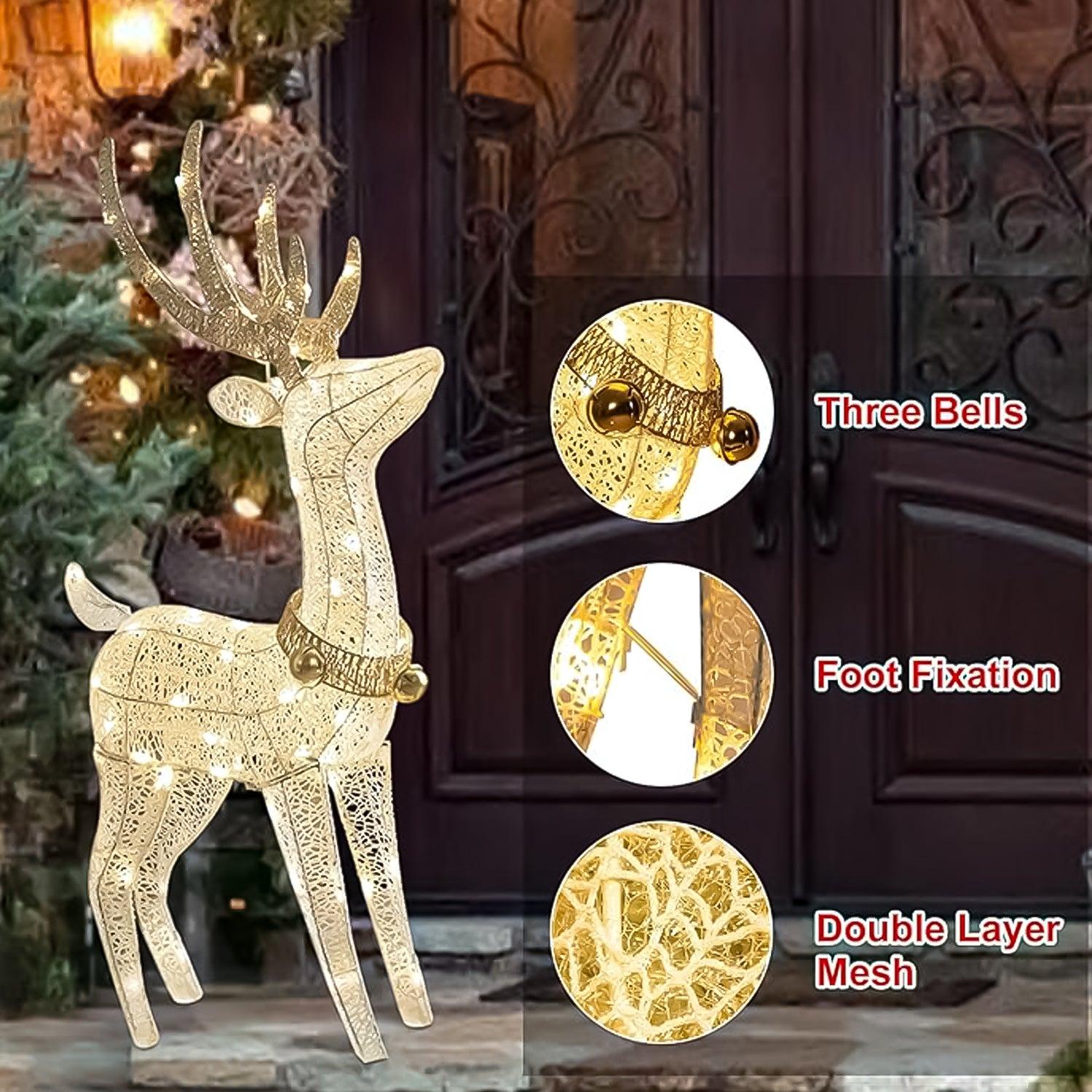 Light Up Reindeer - Large 1.2m-2m Christmas Light Up Deer Deocration LED Twinkling Reindeer For Home and Garden Warm White Christmas - Tophatter Daily Deals