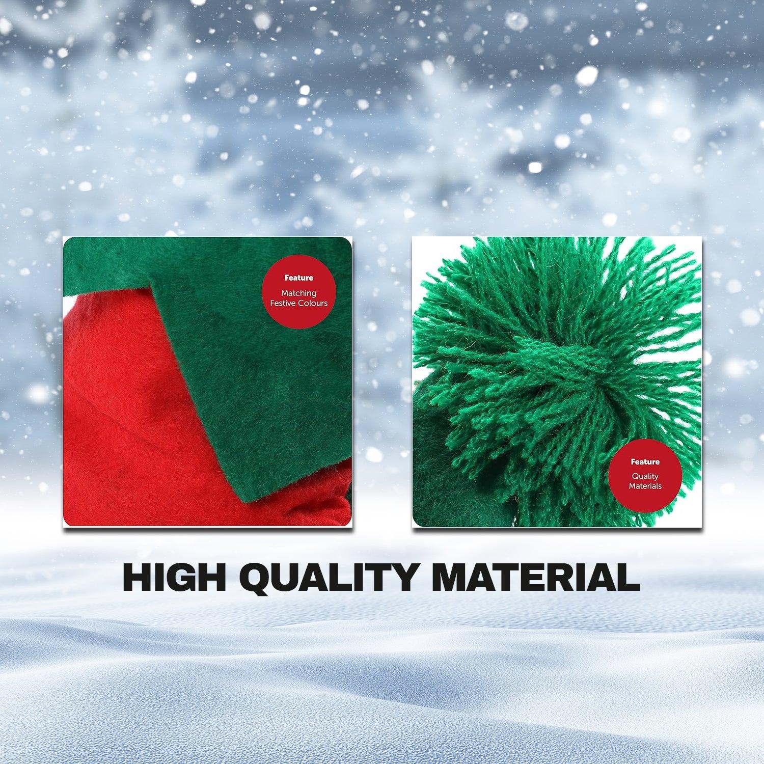 Elf Costume Adults - Unisex Cheeky Elf Christmas Fancy Dress Green Top + Red Trousers + Belt + Elf Hat With Ears + Deluxe Pom Pom Elf Shoes Christmas - Tophatter Daily Deals